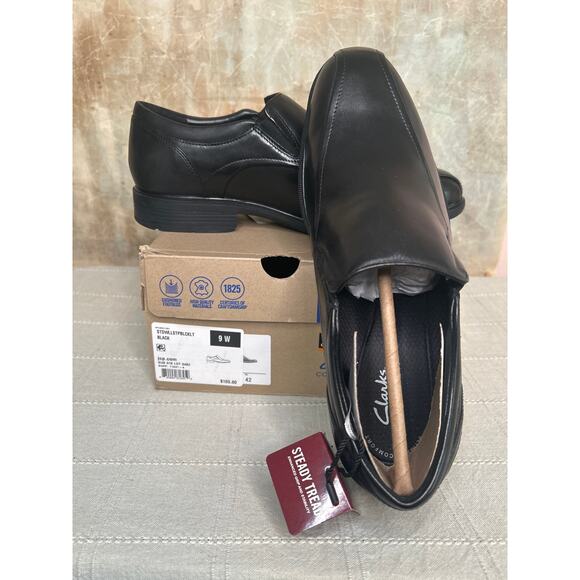 Clarks Steadwell Step Men\'s Black Leather Slip On Dress Loafer Wide Size 9 W main image 9